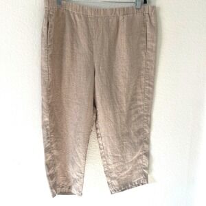 NWT J Jill Sz XL Love Linen Pull On Pants Crop Wide Leg Pockets Lagenlook Boho
